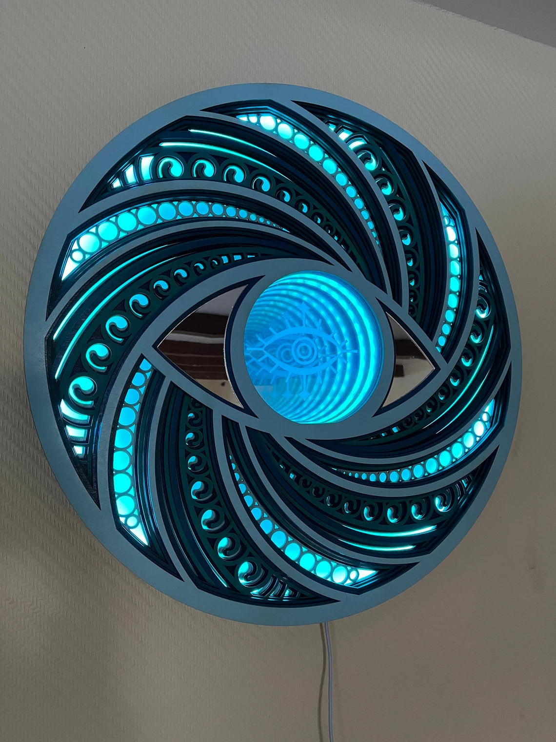 Spiral Design Glowing LED Wall Art |  Wooden Wall Decor