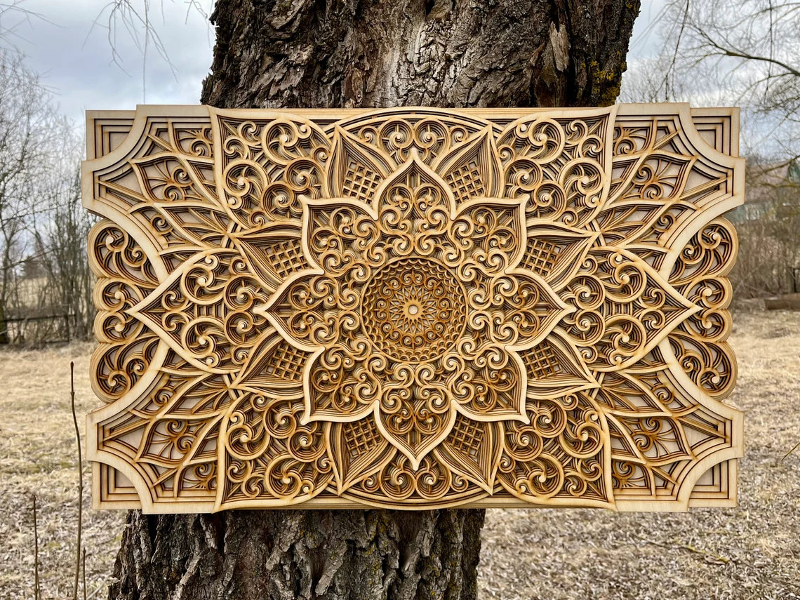 Wood Mandala Elegant Wall Art Apartment Decor