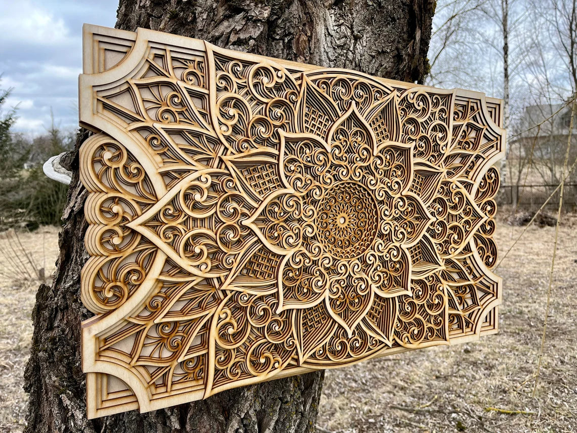 Wood Mandala Elegant Wall Art Apartment Decor