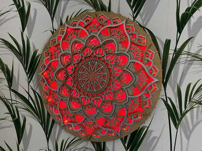 Geometry Mandala Wall Art Glowing LED Wall hanging |  Wooden Wall Decor