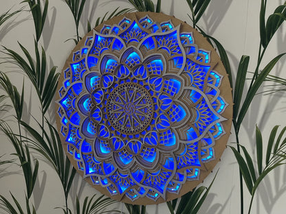 Geometry Mandala Wall Art Glowing LED Wall hanging |  Wooden Wall Decor