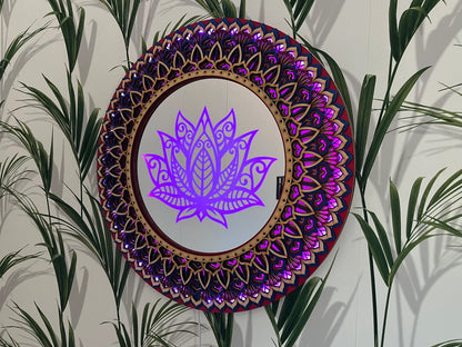 Lotus Flower Mandala Wall Art LED Wall Hanging |  Wooden Wall Decor