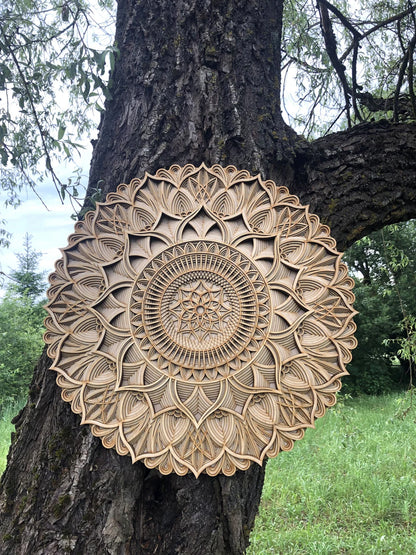 Geometric Wood Mandala | Wooden Wall Decor