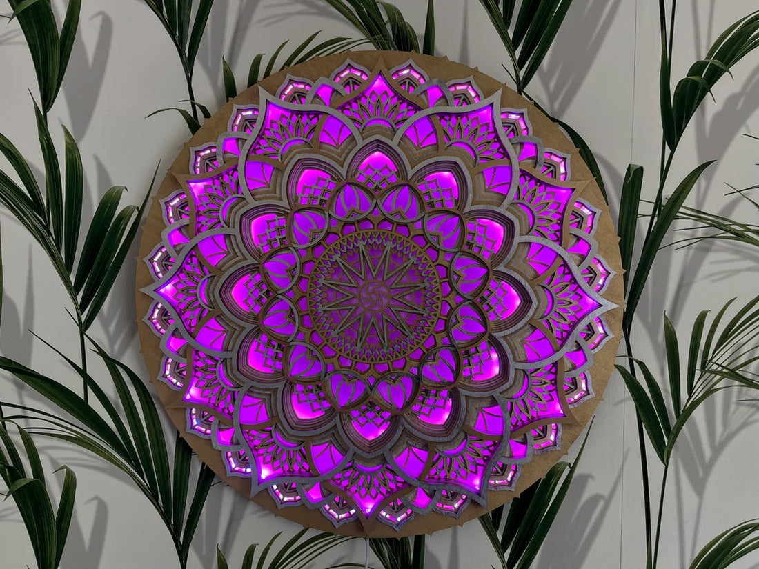 Geometry Mandala Wall Art Glowing LED Wall hanging |  Wooden Wall Decor