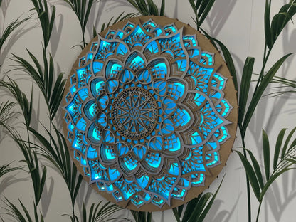 Geometry Mandala Wall Art Glowing LED Wall hanging |  Wooden Wall Decor