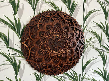 Star Design In Circle Floral Geometric Design | Wooden Wall Decor