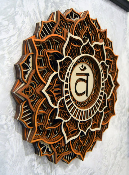 Sacral Chakra, Geometric |  Wooden Wall Decor