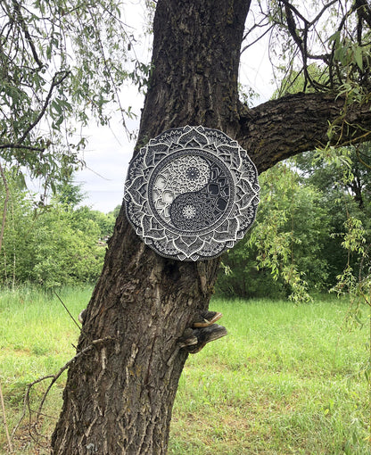 Yin Yang Mandala, Wood Mandala Zen | Wooden Wall Decor