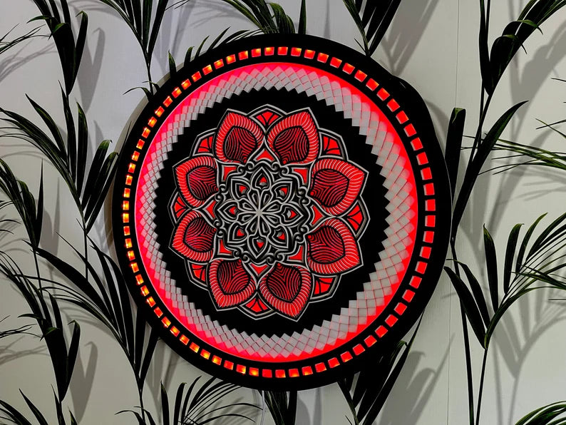 Color Changing Mandala Wall Art LED Wall Hanging |  Wooden Wall Decor