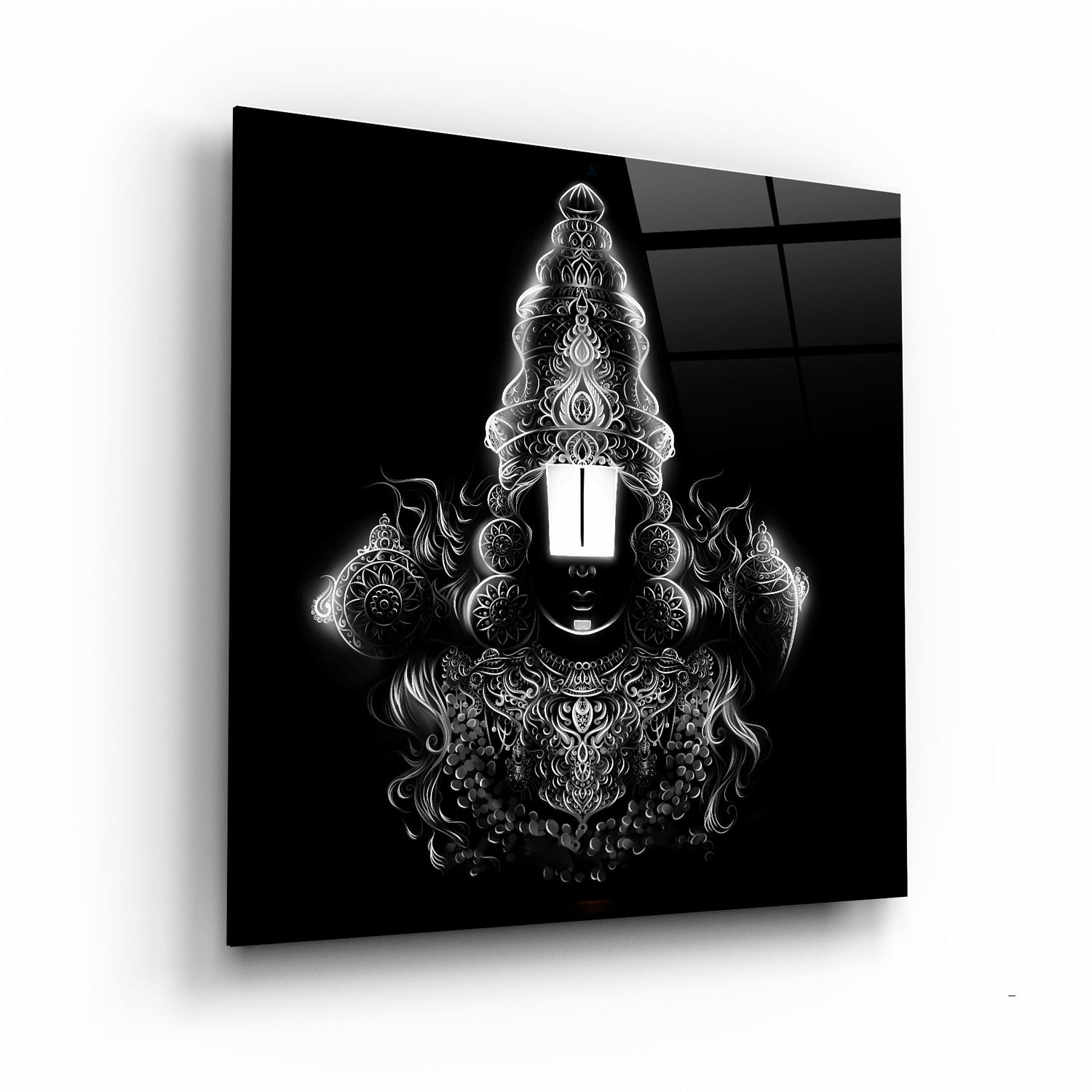 Divine Aura: Venkateshwara Balaji Glass Wall Art - Embrace the Blessings of Lord Venkateshwara