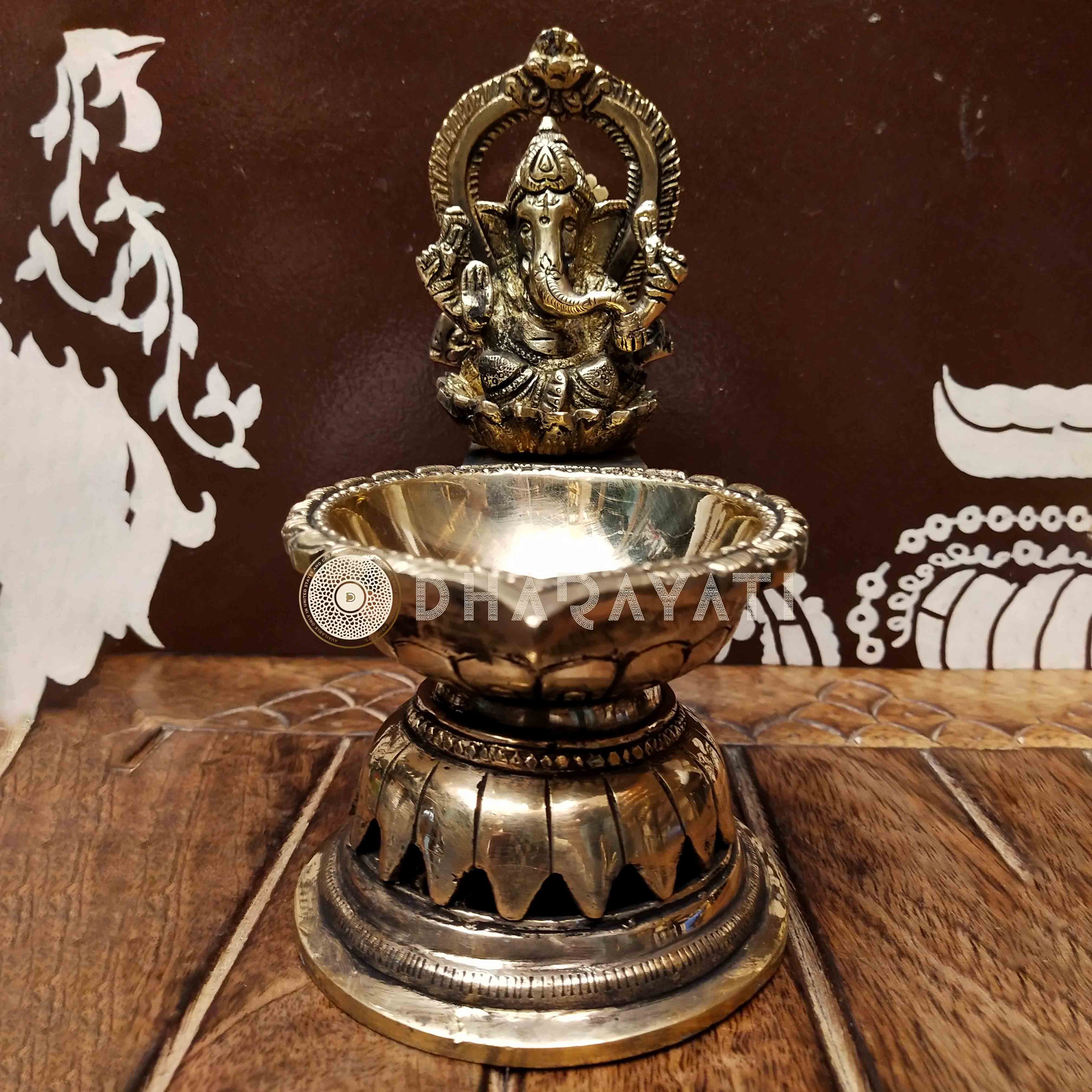 Ganesha Design Brass Diya