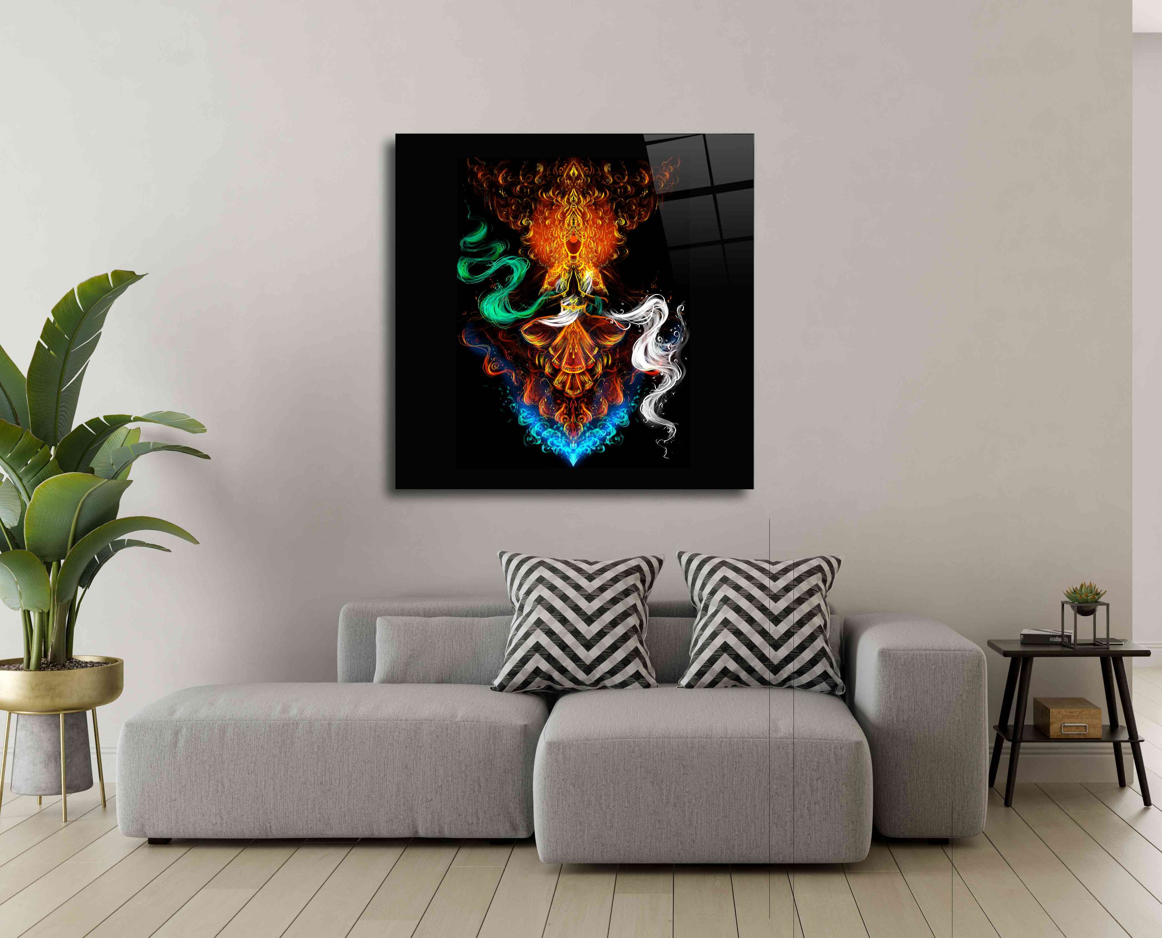 Pride of the Nation: Bharat Mata Vibrant Colors Glass Wall Art - Celebrate the Spirit of India