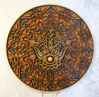 Hamsa Mandala Design | Wooden Wall Decor