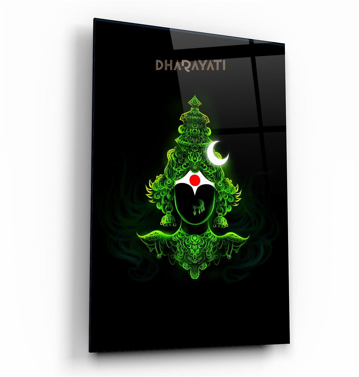 Devi in Green Glass Wall Art - Embrace the Divine Presence