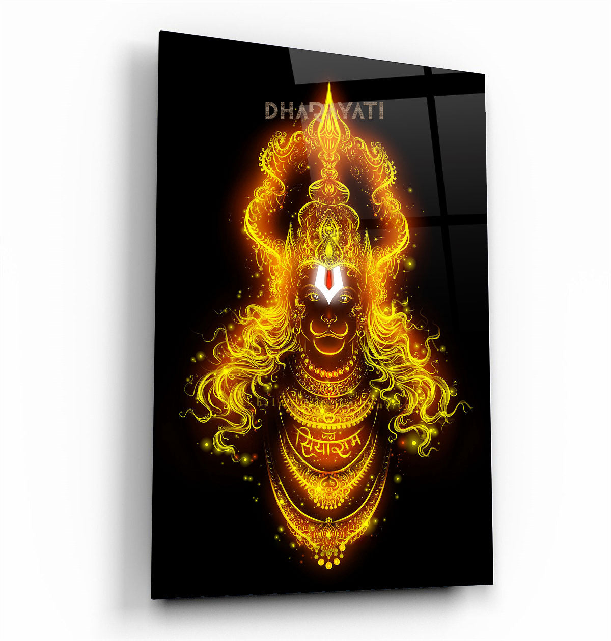 Lord Hanuman Glass Wall Art - Divine Strength and Devotion