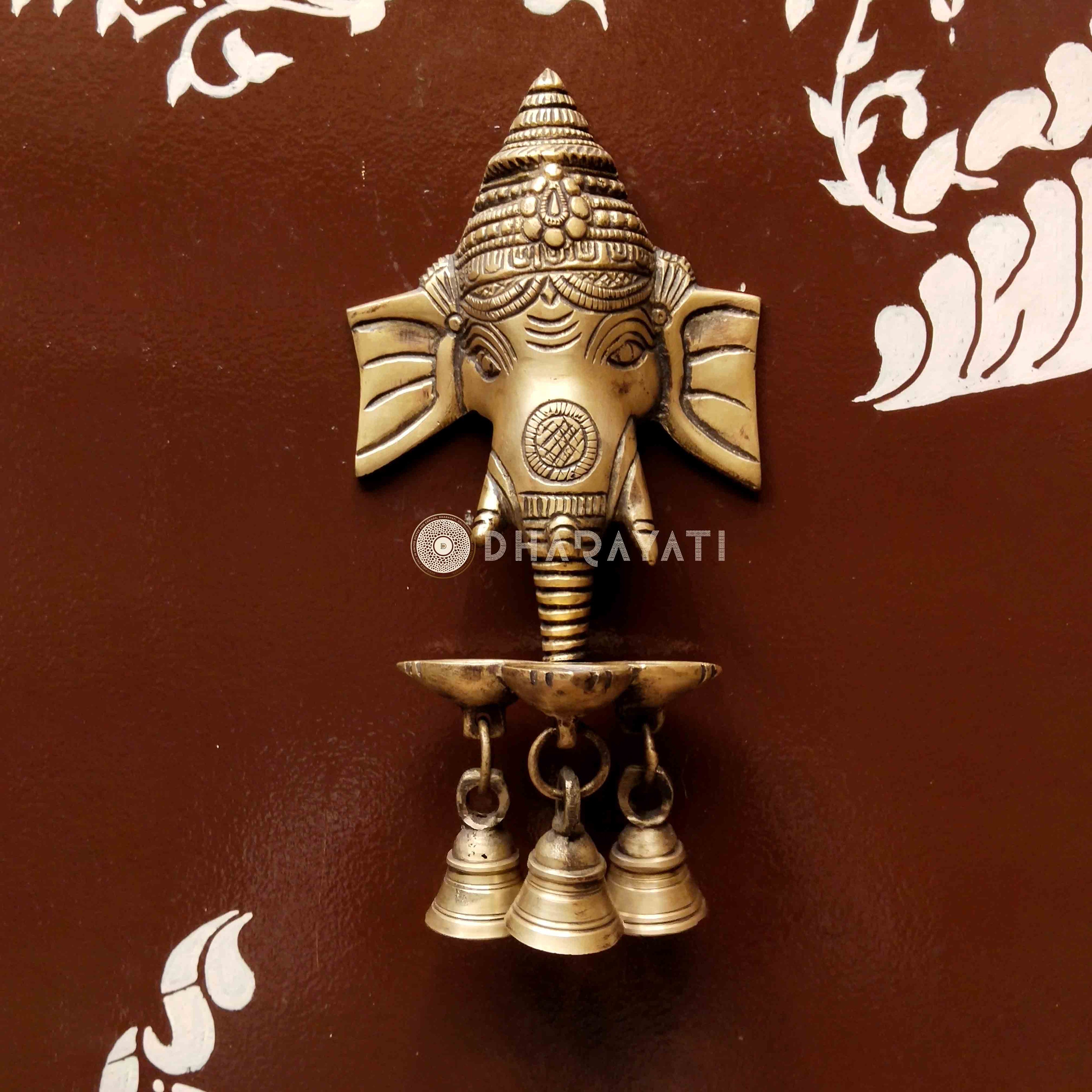 Brass Ganesha Wall Hanging With Bells