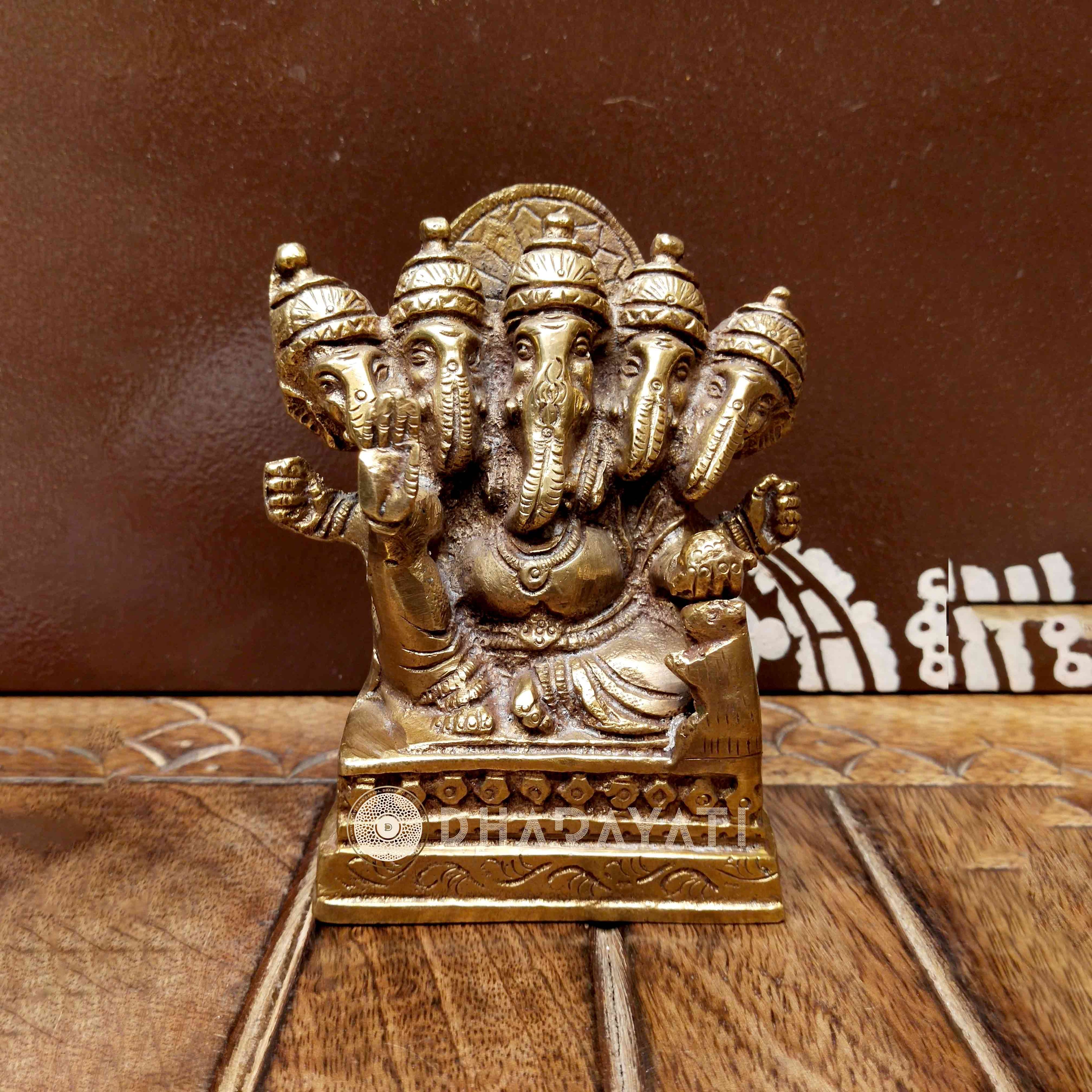 Brass Panchmukhi Ganesh